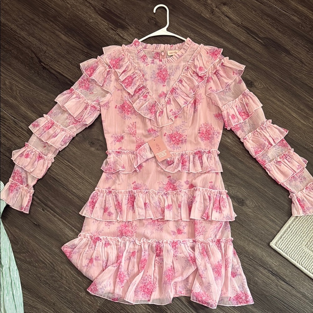 Ivy City Co Pink Floral Ruffle Dress